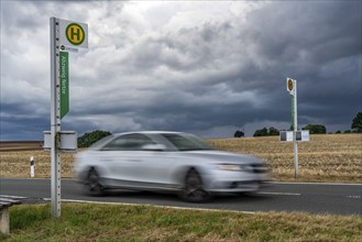 Single stop of bus line 510 between Korbach and Bad Wildungen, country road near Waldeck in North