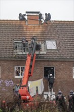 2nd day of the eviction of the Lützerath hamlet, occupied buildings of the former farm, by climate