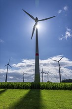 Wind farm near Radlinghausen, part of the town of Brilon, North Rhine-Westphalia, Germany, Europe