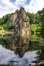 The Externsteine, a sandstone rock formation, Wiembecketeich, in the Teutoburg Forest, near