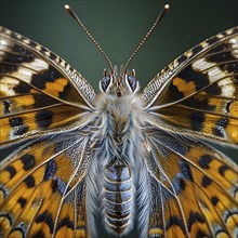 Extreme close-up of a painted lady butterfly (Vanessa cardui), AI generated