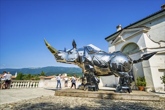 King Kong Rhino, steel sculpture, Palazzo Sturm, Bassano del Grappa, Veneto, Italy, Europe