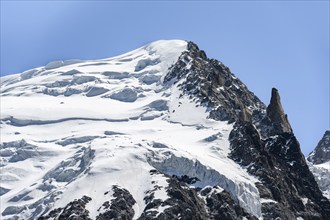 Icy mountain peak with glacier, La Jonction, Chamonix, Haute-Savoie, France, Europe