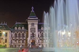 Craiova, Krajowa, Kragau, prefecture and fountain in the city centre, Little Wallachia, Romania,