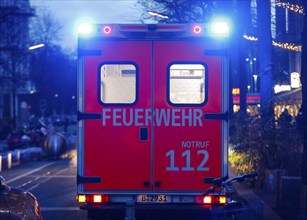 Berlin fire brigade ambulance in action, 21.12.2020