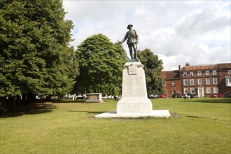 First World War memorial statue on the cathedral green of Winchester, Hampshire, England, UK