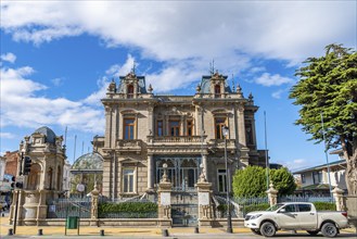 Palacio Sara Braun, historic villa on Muñoz Gameroit square, city of Punta Arenas, Patagonia,