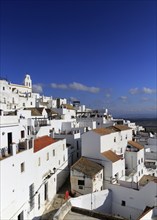 Pueblo blanco historic village whitewashed houses on hillside, Vejer de la Frontera, Cadiz