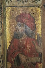 Elijah medieval rood screen paintings, St Andrew church, Westhall, Suffolk, England, UK