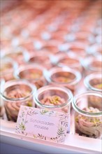 Chocolate mousse as dessert on a marriage, food on a buffet, Bavaria, Germany, Europe