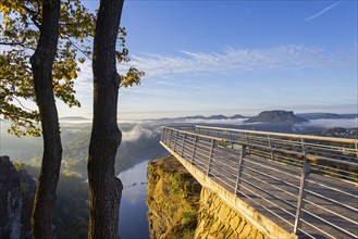 Sunrise in Saxon Switzerland, Rathen, Saxony, Germany, Europe