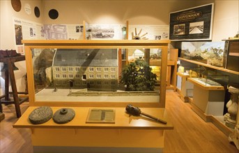 Exhibition display room inside museum, with permission of Chippenham museum, Wiltshire, England, UK