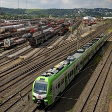 Train formation yard in the Vorhalle district with regional railway, marshalling yard, goods