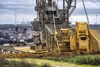 Opencast lignite mine Garzweiler 2, bucket wheel excavator 261 excavating the surface, at the rest