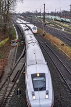 Railway tracks near Mülheim-Styrum, ICE long-distance train Mülheim, North Rhine-Westphalia,