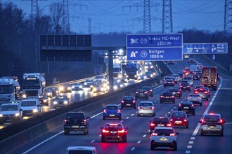 A57 motorway near Kaarst in the Rhine district of Neuss, view in the direction of the Büttgen