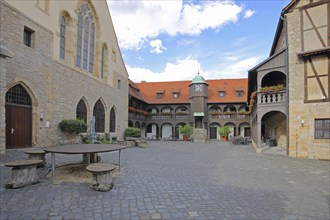 Inner courtyard of the Gothic Augustinian monastery, monastery complex, Erfurt, Thuringia, Germany,