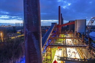 The ice rink at the Zollverein coking plant, Zollverein Coal Mine World Heritage Site, on the left