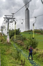 CopenHill, waste incineration plant and artificial ski slope, skiing with a view of the Øresund,