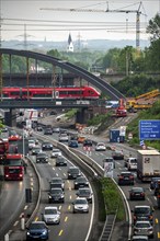 Motorway construction site, reconstruction of the Herne motorway junction, A42 and A43, new