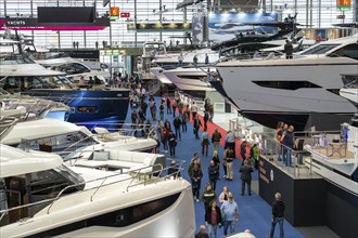 Large yachts, luxury yachts, in Hall 6 of BOOT 2024, the world's largest yacht and water sports