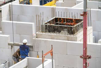 Construction site, new construction of apartment blocks, shell construction, North