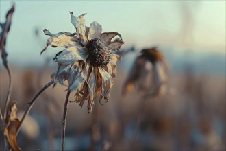 Close up of withered dry flower. KI generiert, generiert, AI generated