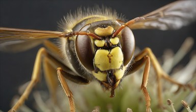 Animals, insect, symbol, close-up of a wasp, Vespula vulgaris, AI-generated, AI generated