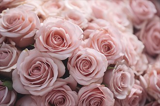 Close up of bouquets of light pink rose flowers. KI generiert, generiert AI generated