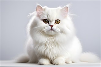 White persian cat, isolated on white background, ai generated, AI generated