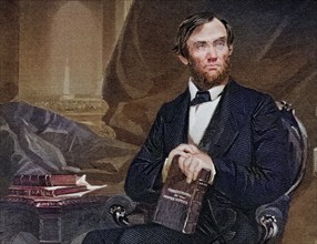 Abraham Lincoln 1809-65, 16th President of the United States 1861-65, After a painting by Alonzo