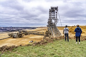 Opencast lignite mine Garzweiler 2, bucket wheel excavator 261 excavating the surface, near the