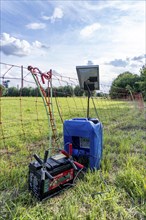 Electric pasture fence, designed to prevent molluscs, here sheep, from touching and climbing over