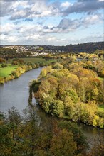 Viewpoint in the city forest of Essen-Kettwig, view of the Ruhr valley between Kettwig and