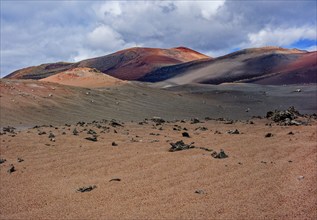 Volcanic landscape of the Fire Mountains, Montañas del Fuego, Timanfaya National Park, Lanzarote,