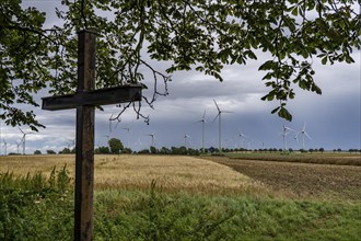 Wind farm south of Anröchte in the district of Soest, near the village of Effeln, federal road B55,