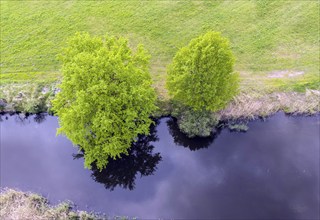 Aerial photo, natural course of the Spree, Mönchwinkel, 16 05 2023