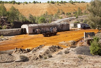 Lunar like despoiled landscape from opencast mineral extraction in the Minas de Riotinto mining