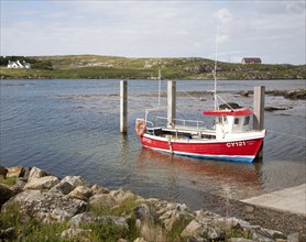 Small fishing boat at Northbay, Barra, Outer Hebrides, Scotland, UK