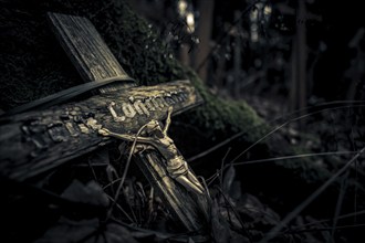 Grave cross in Wald, Kempten, Oberallgäu, Bavaria, Germany, Europe