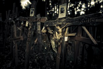 Grave cross in Wald, Kempten, Oberallgäu, Bavaria, Germany, Europe