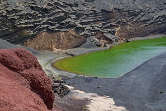 Green Lake, Lago Verde also known as Charco Verde or Laguna de Los Clicos, El Golfo, Lanzarote,