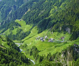 Picturesque mountain landscape and view over the Passeier Valley above Rabenstein, moss in