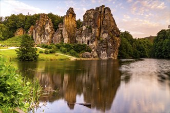 The Externsteine, a sandstone rock formation, Wiembecketeich, in the Teutoburg Forest, near