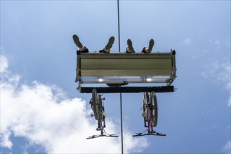 Bike lift in the Bikepark Winterberg, on the Kappe mountain, 11 mountain bike downhill routes, in