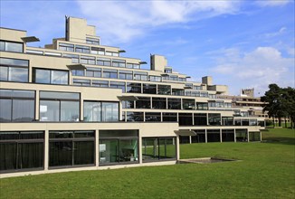 Student accommodation buildings known as Ziggurats, campus of University of East Anglia, Norwich,