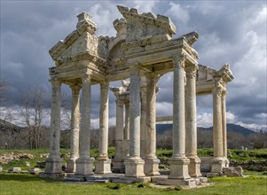 Tetrapylon or propylon in the ancient archaeological site of Aphrodisias, Geyre, Karacasu, Aydin,