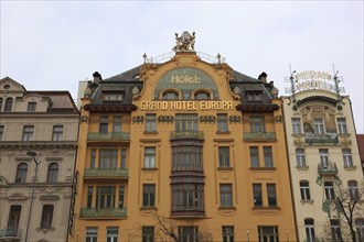 The Grand Hotel Europa in Art Nouveau style on Wenceslas Square, Prague, Czech Republic, Europe