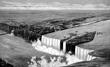 Niagara Falls in Canada in 1870, Historical, digital reproduction of an original from the 19th