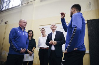 Federal Chancellor Olaf Scholz, (SPD), photographed during a visit to RC Germania in Potsdam on the